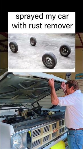 Sprayed my car with rust remover 🤣 #mechanic #relatable #roadrage #gmc #pickup #truck #funny #lol
