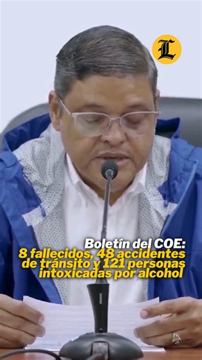 Listín Diario on Instagram: "#VideoLD | El Centro de Operaciones de Emergencias (COE) informó en el segundo boletín de la segunda fase del Operativo “Conciencia por la Vida, Navidad y Año Nuevo 2025-2026”, que en las últimas 24 horas fallecieron 8 personas. Juan Manuel Méndez, director de la entidad, precisó que de estos fallecimientos, tres ocurrieron dentro de los dispositivos del operativo y cinco fuera dé. Cuatro de estos fallecimientos ocurrieron en motocicletas, tres involucraron vehículo