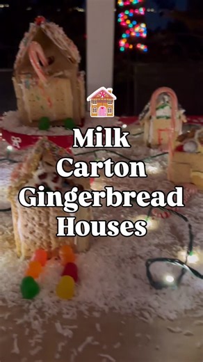 Casey Starnes | Disney Parks & SoCal on Instagram: "One of my favorite memories from elementary school in the 80s was leaving for winter break, Milk Carton Gingerbread House in hand, waiting to see the look of delight on my mom’s face….so proud of my creation. A few nights ago, I gathered my crew for some One Pot Spaghetti from @3piecesofpecan and a night of decorating. We had the best time! Here’s how to do it: https://disneylanddaily.com/milk-carton-gingerbread-houses/ (Search “milk” at Disney