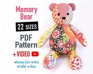 Memory Bear Pattern   VIDEO Tutorial - All Sizes Included, Keepsake Bear - Etsy New Zealand