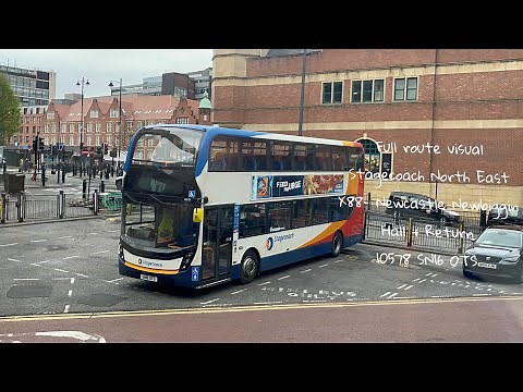 Full route visual Stagecoach north east X88 Newcastle to Newbiggin Hall + Return