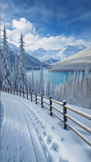 Winter Wonderland 4K: Snow-Covered Mountains & Frozen Lake Relaxation | 1 Hour of Peaceful Scenery"
