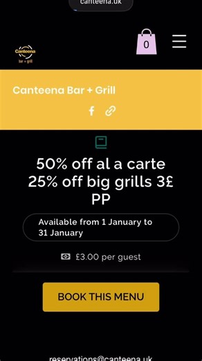 @canteenabarandgrill on Instagram: "To get the 50% offer book through our website and choose BOOK THIS MENU! To guarantee your £3 seat - visit www.canteena.uk Remember limited seats available for the offer so get yourselves booked in NOW 🙌🙌🙌 #offers #January #M33 #steakhouse #ProteinPacked @stanleysquaresale @barbakandeli @littlewoodsbutchers"