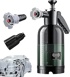 Pump foaming Sprayer Hand Pressure, 2L Snow Foam Sprayer - Car Wash Manual Foam Bottle Soap Sprayer for Lawn & Garden Cleaning Car Detailing & Washing, 60° Wide Spraying Nozzles