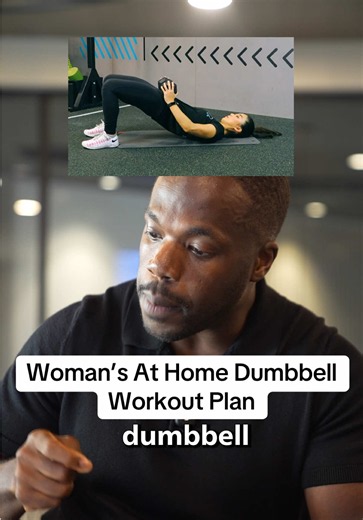Woman’s At Home Dumbbell Workout Plan 10k steps a day Cardio: 30 minutes a day (Incline treadmill 30 minutes) 3 Full Body Workouts A Week 3 sets of 10-12 Goblet Squats 3 sets of 10-12 Dumbbell Glute Bridges 3 sets of 10-12 Pushups Or Modified Pushups 3 sets of 10-12 Dumbbell Rows 3 sets of 10-12 Dumbbell Shoulder Presses If you would like a custom workout plan, meal plan and help staying consistent then comment “COACH” below.