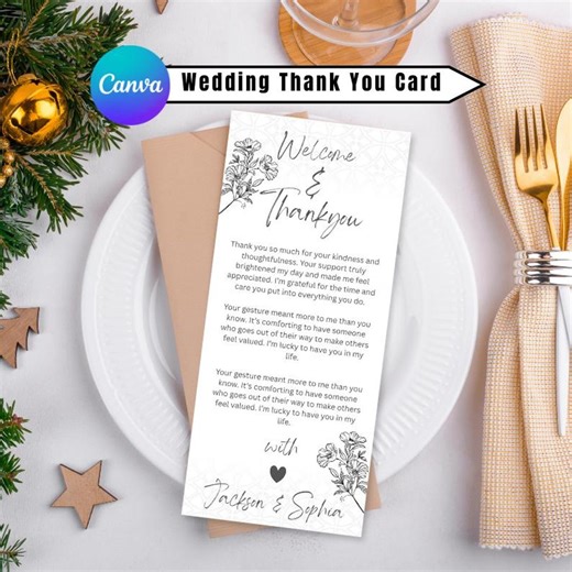 Editable Wedding Thank You Card, Welcome Table Note (digital Download) - Etsy