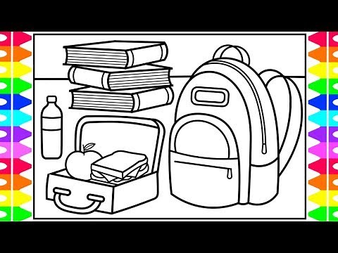 How to Draw a BACKPACK for KIDS 🍏🎒📚✏️ BACKPACK Drawing and Coloring Pages