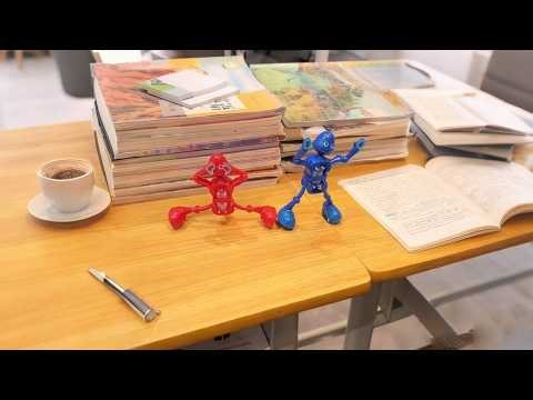 Who can resist these fun red and blue stick figures? #stickfigures #fun #abstract #playful #toys