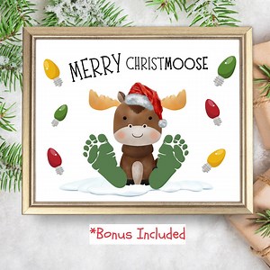 Christmas Footprint Art Craft, Merry Christmoose Handprint Craft, Holiday DIY Footprint Art, Kids Baby Toddler Keepsake, Daycare Activity - Etsy