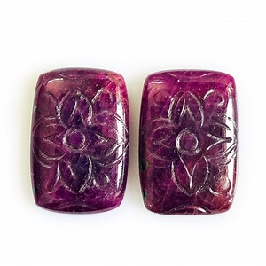 Buy Ruby Hand Carving Gemstone, Glyptic Art Cabochon Pair Online in India - Etsy