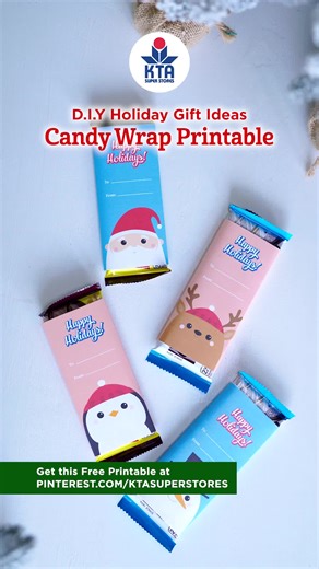Last-minute stocking stuffers made easy 🎄🍫 Turn everyday candy bars into festive gifts with our printable candy bar wraps. Grab your candy at KTA, print it, wrap it, and you’re done! 🍫 Comment CANDY WRAP or visit pinterest.com/ktasuperstores to download. | KTA Super Stores