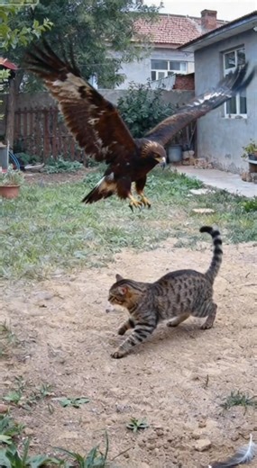 Brave Cat Fights Back Against Eagle 🦅🔥 #brave #eagles #Fight #cat