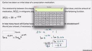 Exponential model word problem: medication dissolve