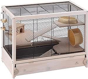 Ferplast HAMSTERVILLE Hamster Habitat Cage, Sturdy Wooden Structure, Black