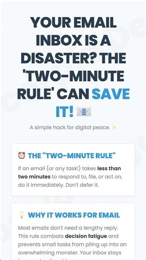 Your Email Inbox is a Disaster? The 'Two-Minute Rule' Can Save It! 📧 |...