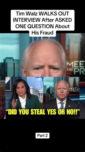 Part 2 Tim Walz WALKS OUT INTERVIEW After ASKED ONE QUESTION About His Fraud#news #breakingnews #politics #america #fyp