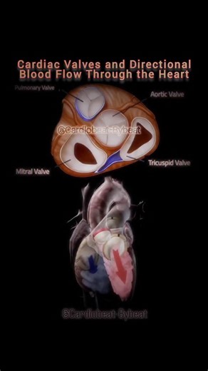 Abdallah Othman on Instagram: "Cardiac Valves and Directional Blood Flow Through the Heart 🫀 #CardiacCycle #HeartDiagram #MedicalVisual"