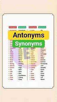 🔴 Antonyms vs Synonyms | Learn the Difference Easily in English