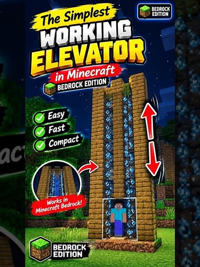 The Simplest Working Elevator in Minecraft Bedrock! 😱⚡