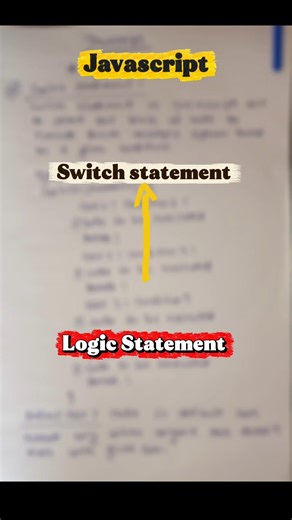 Switch statement in javascript - Logic statement #javascript #shorts #notes