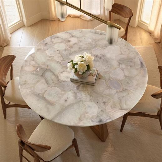 Luxury White Quartz Round Dining Table | Handmade Natural Quartz Stone Dining Table | Modern Crystal Quartz Tabletop - Etsy