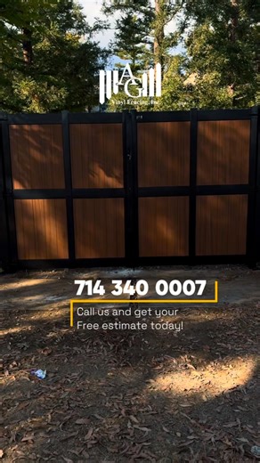 Old gate out. 👋 Modern elegance in. 💥 Wood-look vinyl black frame = perfection. #AGVinylFencing #VinylGate #FenceUpgrade #BeforeAndAfter | A G Vinyl Fencing