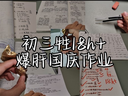 初三牲18h 爆肝国庆作业 | 一起来超爽清作业 | 内卷动力超燃 | 初三 中考