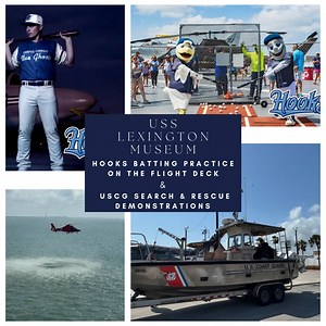 ⚾ 💙 The Corpus Christi Hooks will hold batting practice on the Flight Deck of the USS Lexington Museum today, Saturday, May 24, at 11:00AM. The batting practice is open to the public, with paid general admission to the museum. 🚤 🚁 Today, Saturday, May 24, 12:30PM – 2:00PM, the U.S. Coast Guard will perform search and rescue demonstrations alongside the USS Lexington, with a helicopter landing on the Flight Deck. Once landed, the helicopter will remain on display throughout the end of the even