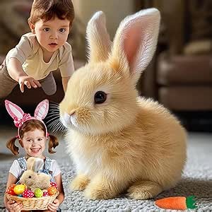 Bunny-Easter My Realistic Bunny Toy, Bunny Realistic Bunny Interactive Plush Bunny Tjumping, Twitching Shaking Ears for Kids Easter Birthday Easter Basket Essentials