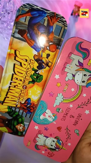 Cute Unicorn & Spider Man pencil Box ✨ | #pencilbox​ #stationery​ #schoolsupplies​ #shots