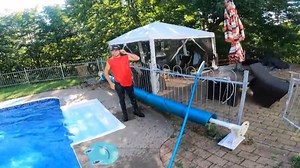 This guy and his buddy were trimming grass around a swimming pool. Sadly, he lost his footing at the pool's edge and landed in the water with the leaf blower. | Jukin Copyright Management | Facebook