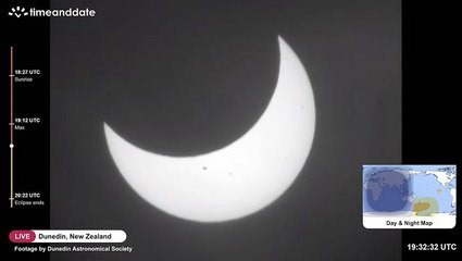 Stunning time-lapse of a partial solar eclipse over New Zealand