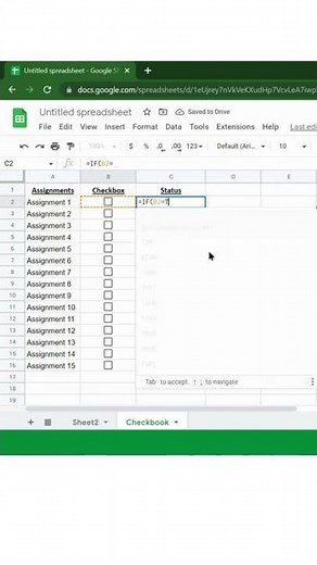How to add and use CHECKBOX in Google Sheet (spreadsheet)