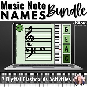 Music Note Names BOOM™ Cards Digital Flashcards BUNDLE with Piano Keys Guides