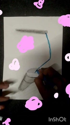 3d drawing shading ☺️ bucket and water 💦💦 3 d drawing illution #trending #art #viral