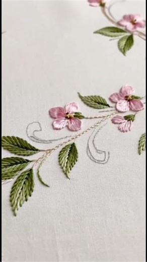 Floral Vine Hand Embroidery Design #embroidery #embroiderydesigns