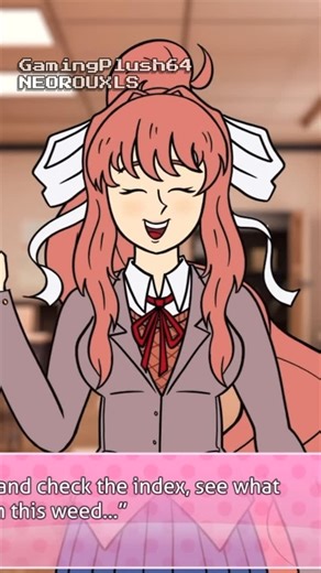 NEOROUXLS on Instagram: "I got to illustrate Monika (& Sayori and Yuri) in GamingPlush64's Flowey vs. Monika rap battle! Here's one of her verses! Check out the full video on GP's YouTube channel! #Undertale #DDLC #Monika #Flowey #nerdcore"