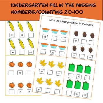 Thanksgiving theme Kindergarten & First Counting Missing Numbers 20-100 .pdf