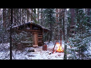 Surviving Winter in a Log Cabin | Off Grid Building, Tiny Home in the Forest