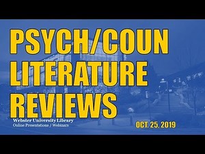 Your literature review for psychology and counseling