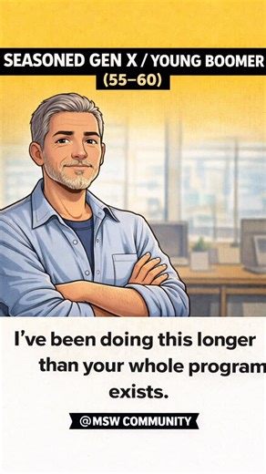 MSW Community | Social Work Tools on Instagram: "Social workers come in EVERY generation… and every generation has a different level of patience 😭😂 From the Gen Z “logging off at 4:30” to the Gen X “here’s the policy. next.” Which one are you?? 👇🏽 Comment your generation + tag your work bestie 💛 PS: If documentation is the part stressing you out most, my Copy + Paste Clinical Notes Toolkit helps you finish notes faster (and stop taking work home). Comment NOTES for the link. #socialwork #th