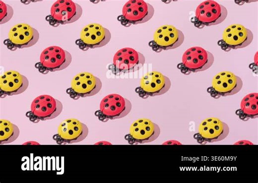 Creative abstract summer ladybug pattern flat lay on pastel pink background minimalism Stock Video Footage - Alamy