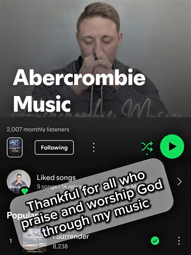 Guys! A new milestone has been reached on Spotify of 2K monthly listeners with an average of 12.79 streams/listener. It's such a blessing to see this amount of people praising and worshiping God through my music. 🎶🙏✝️ I'm so humbled, I do not believe this is anything I did, but God allowing to reach more people than I ever thought it would.✝️ Thank you to all who listen and support the music!!🙏 #christianmusic #Jesus #JesusChrist #worship #praise