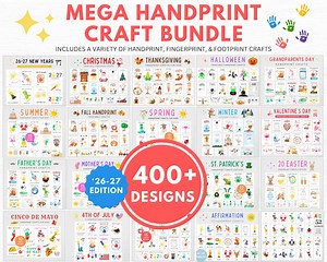 Mega Handprint Craft Bundle | Handprint Craft | Craft for Kids Toddler | Pre K Craft | Keepsake Craft | Holiday Handprint Craft | Printable - Etsy