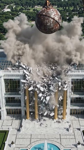 Giant Wrecking Ball vs Luxury Mansion | Extreme 4K Demolition in 8 Seconds