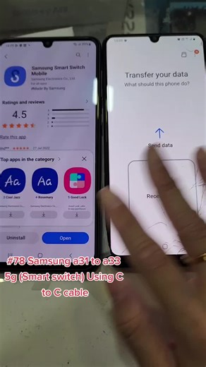 #78 Samsung a31 to a33 5g (Smart switch) Using C to C cable #Samsung #samsunga31 #samsunga335g #phonetransfer #transfer #smartswitch #cabletransfer Thank you