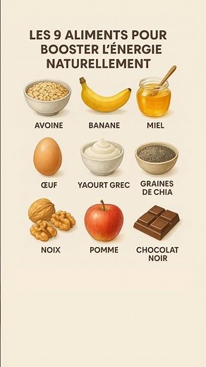 Les 9 aliments pour booster l’énergie naturellement#santé #shorts