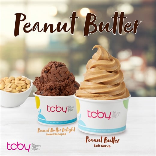 We're nuts about these two creamy swirls! 樂 Which one are you grabbing for your peanut butter fix: our Peanut Butter Soft Serve or Peanut Butter Delight Hand Scooped Frozen Yogurt? *Available at participating locations. Call or see store for details at TCBY.com. #TCBY | TCBY | Facebook
