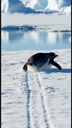 Playful Penguin Sliding on Ice in Antarctica | Funny Wildlife Moment