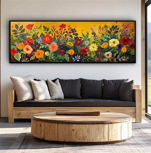 Panoramic Floral Canvas Wall Art - Colorful Wildflower Garden, Print on Canvas - Etsy